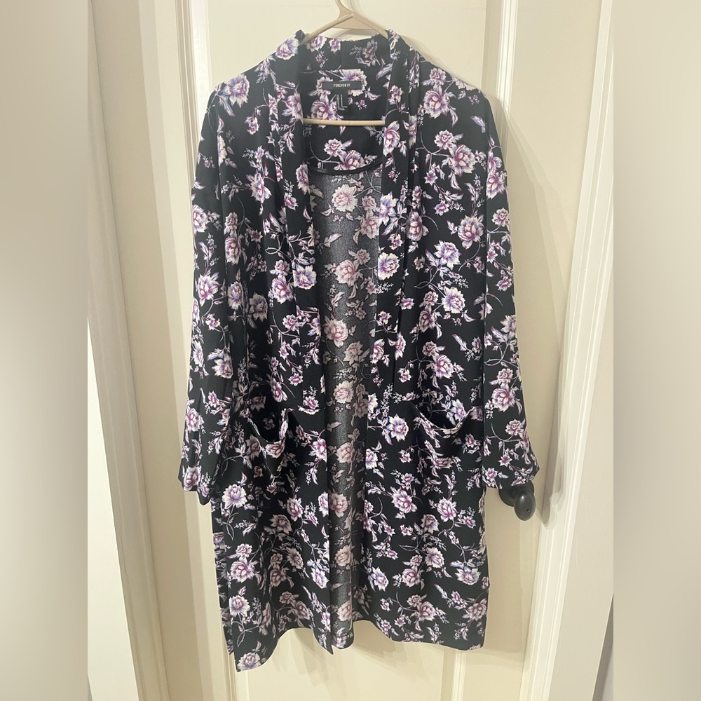Forever 21 Black Dress with Purple Floral Design